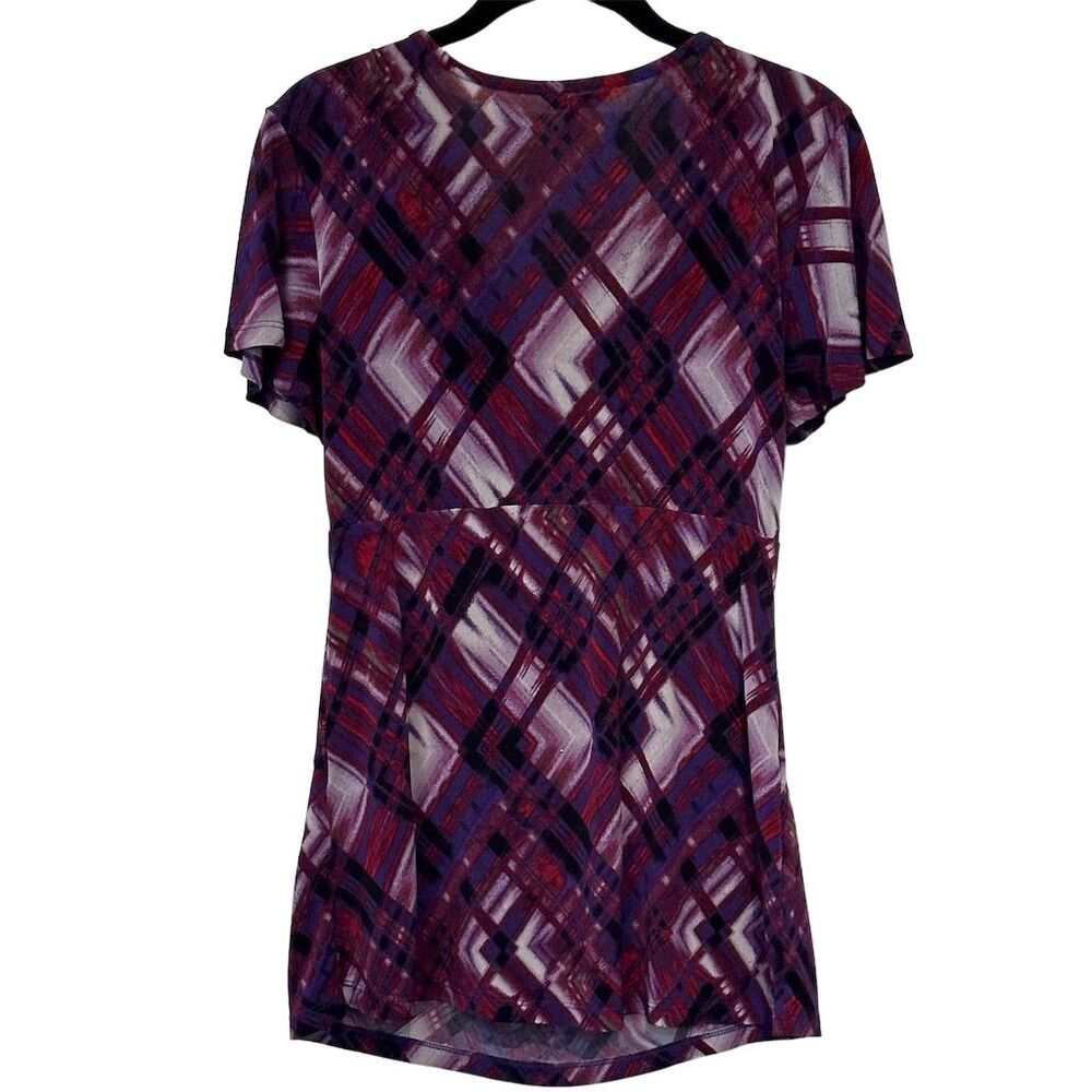 Daisy Fuentes Women's‎ Blouse S Multicolor Short Sleeve Draped Front - Picture 3 of 8